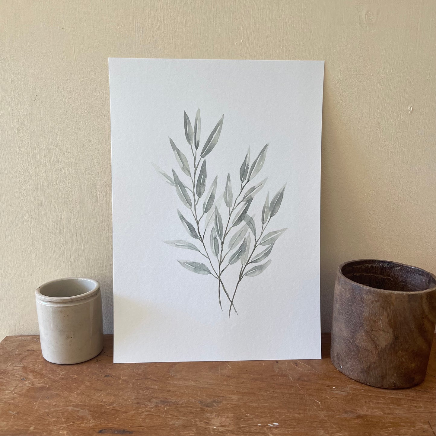 Flat Eucalyptus Bunch Watercolour Print