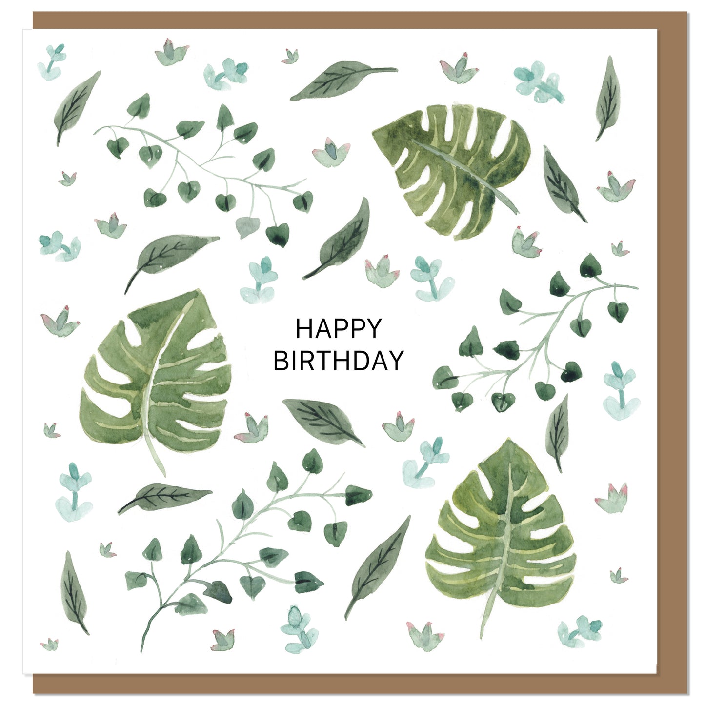 Happy Birthday Plants and Leaves Card