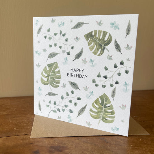Happy Birthday Plants and Leaves Card