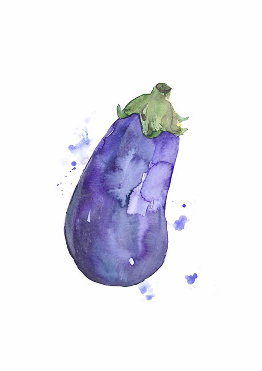 Aubergine Watercolour Print